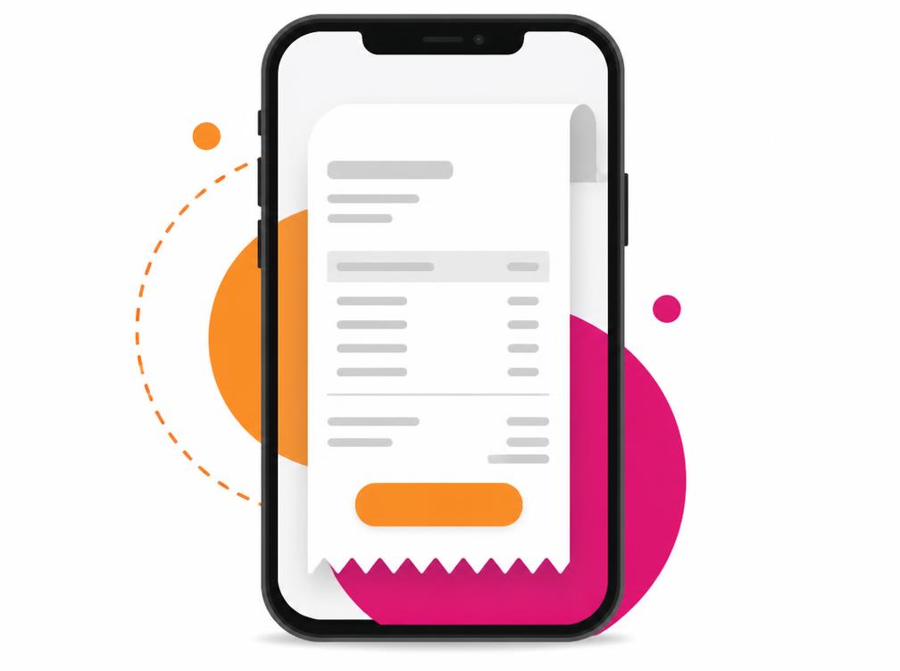 Ilustración de una factura electrónica emitida desde un teléfono móvil